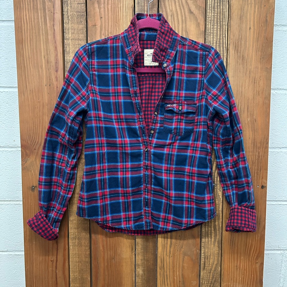 Hollister Co. size medium blue and red flannel - Picture 3 of 8